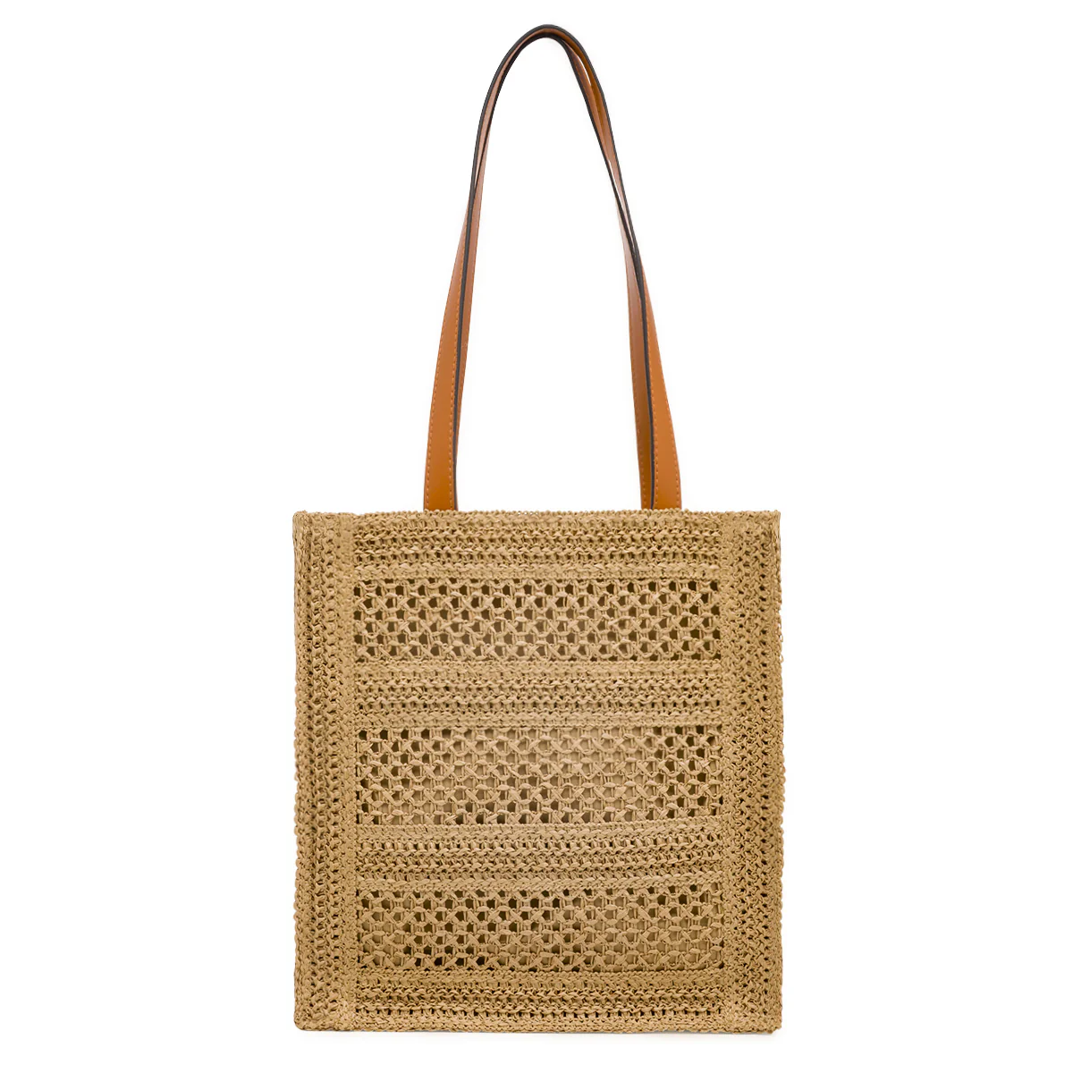 Borsa a spalla da Donna marrone effetto paglia con patch Swish Jeans - Image 3