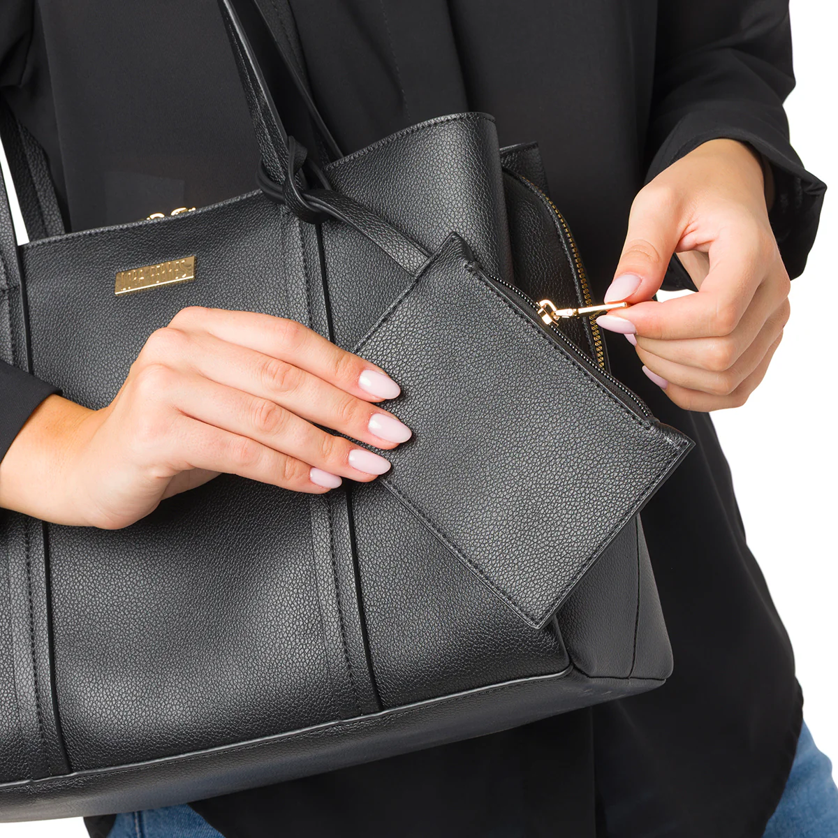 Borsa a Spalla da Donna Nera con Doppio Manico Lora Ferres - Image 2