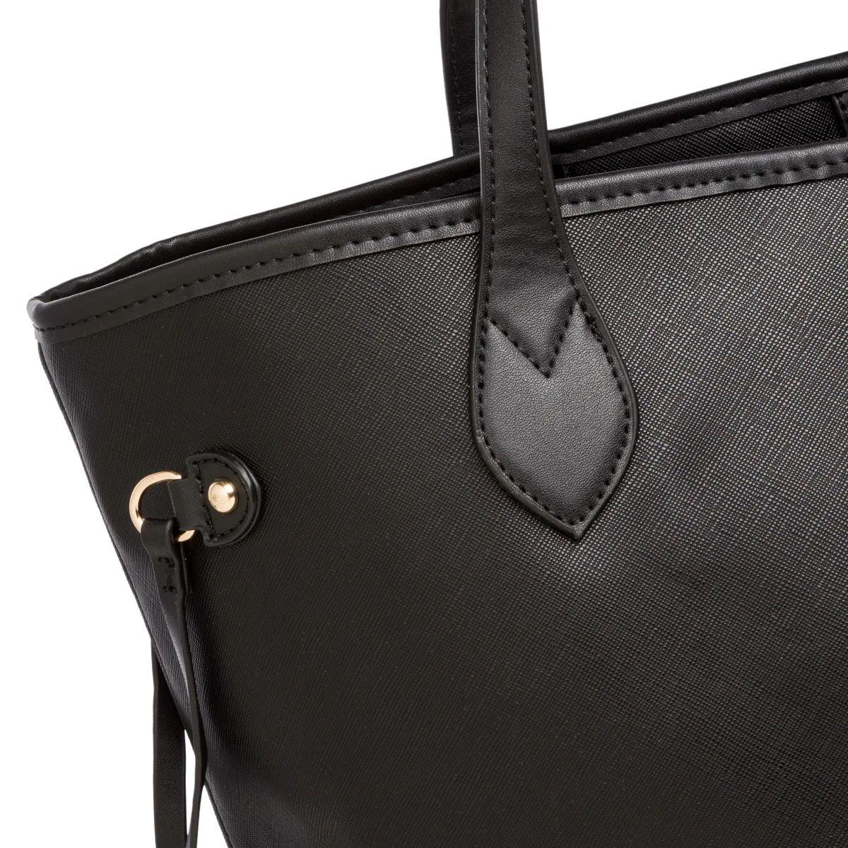 Borsa a spalla da donna nera con logo in metallo Lora Ferres - Image 3