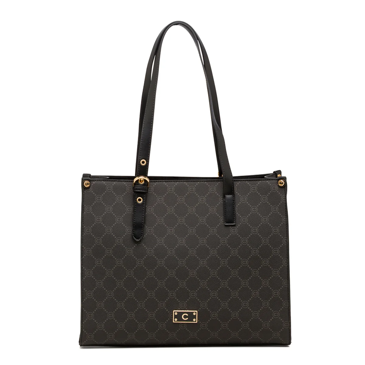 Borsa a spalla da donna nera con logo metallizzato Carrera Jenas - Image 2