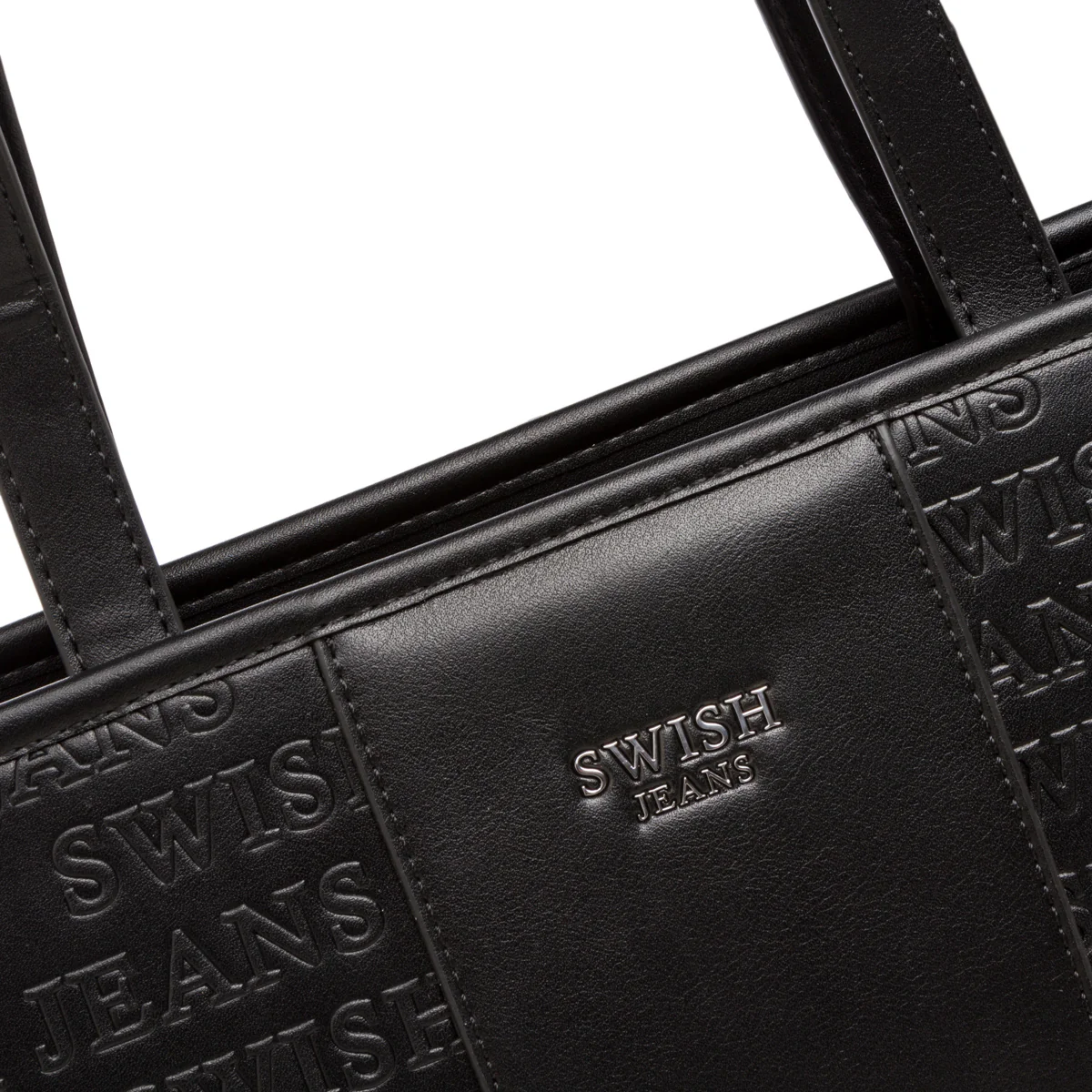 Borsa a spalla da donna nera con logo Swish Jeans - Image 3