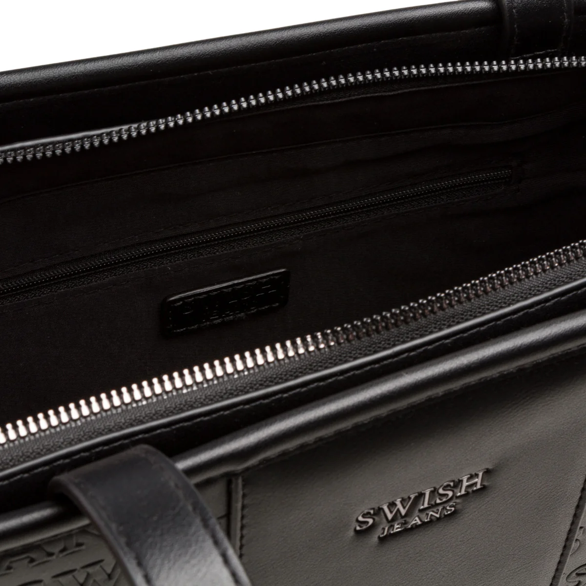 Borsa a spalla da donna nera con logo Swish Jeans - Image 4