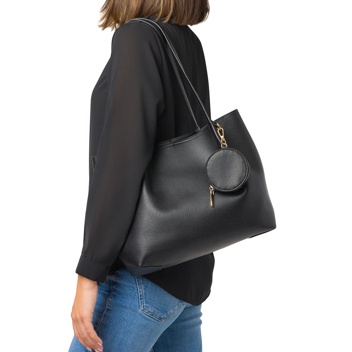 Borsa a Spalla da Donna Nera con Pochette Rimovibile Lora Ferres - Image 2