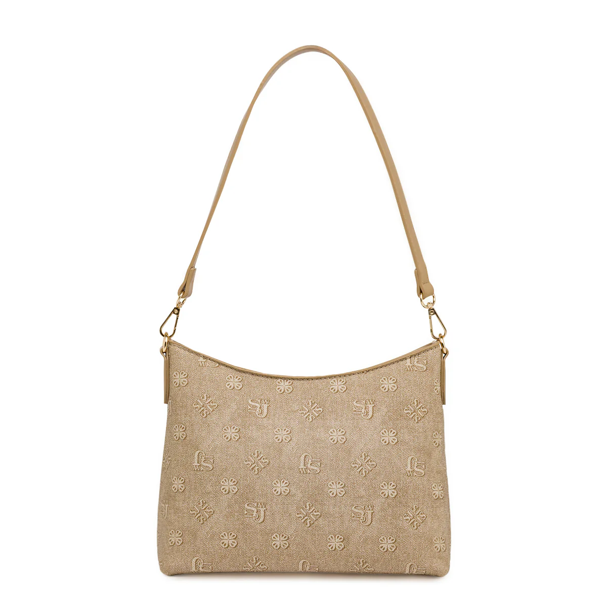Borsa a Spalla Donna Beige con Logo All Over Swish Jeans