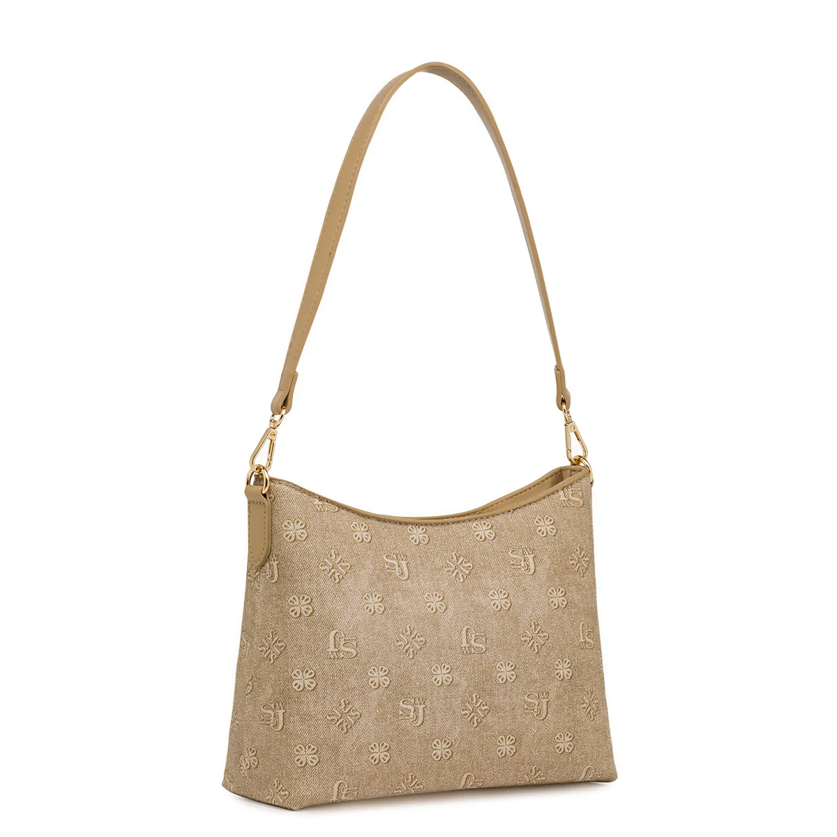 Borsa a Spalla Donna Beige con Logo All Over Swish Jeans - Image 2