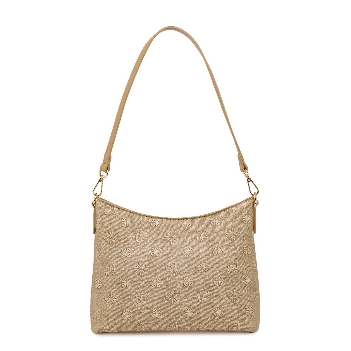 Borsa a Spalla Donna Beige con Logo All Over Swish Jeans - Image 3