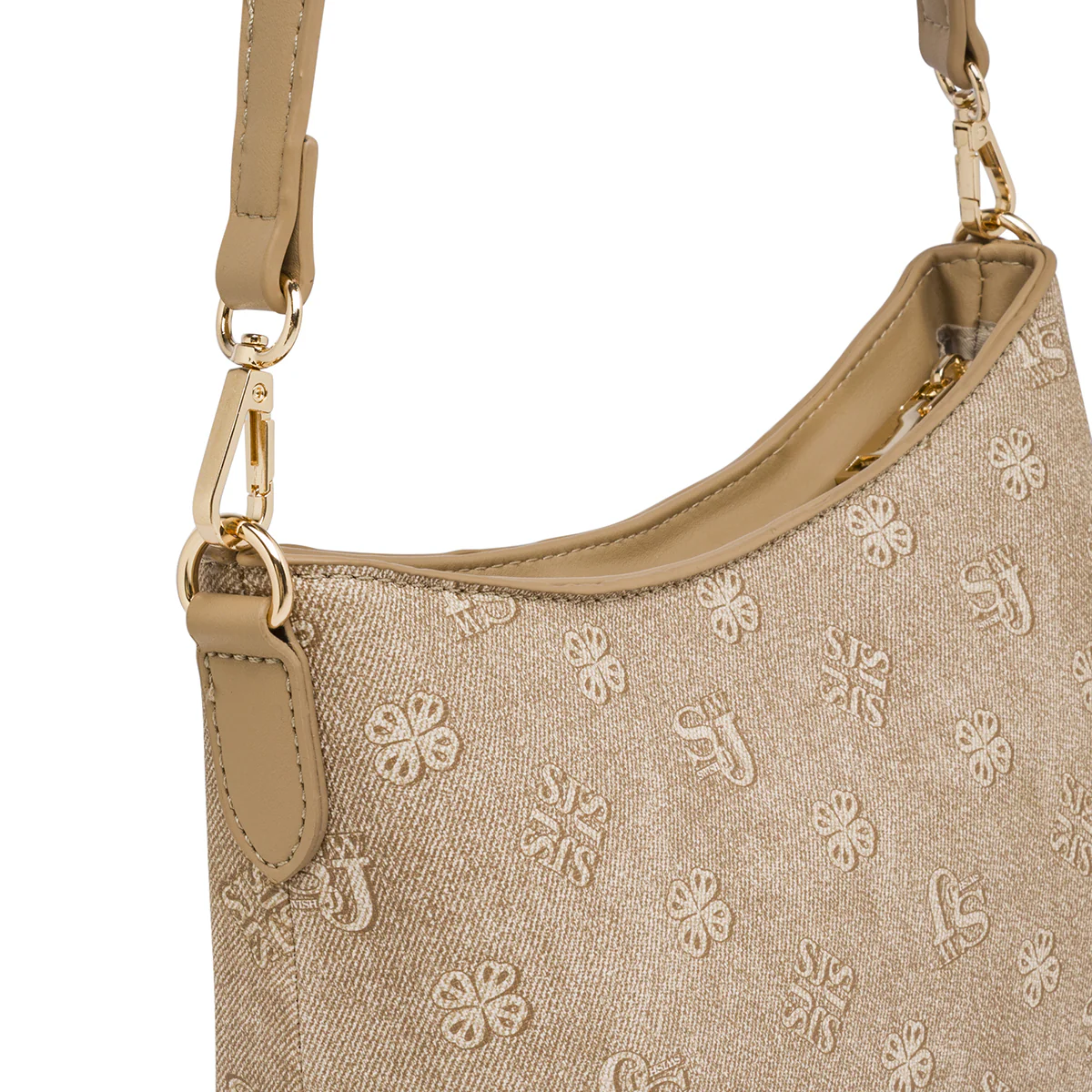 Borsa a Spalla Donna Beige con Logo All Over Swish Jeans - Image 4
