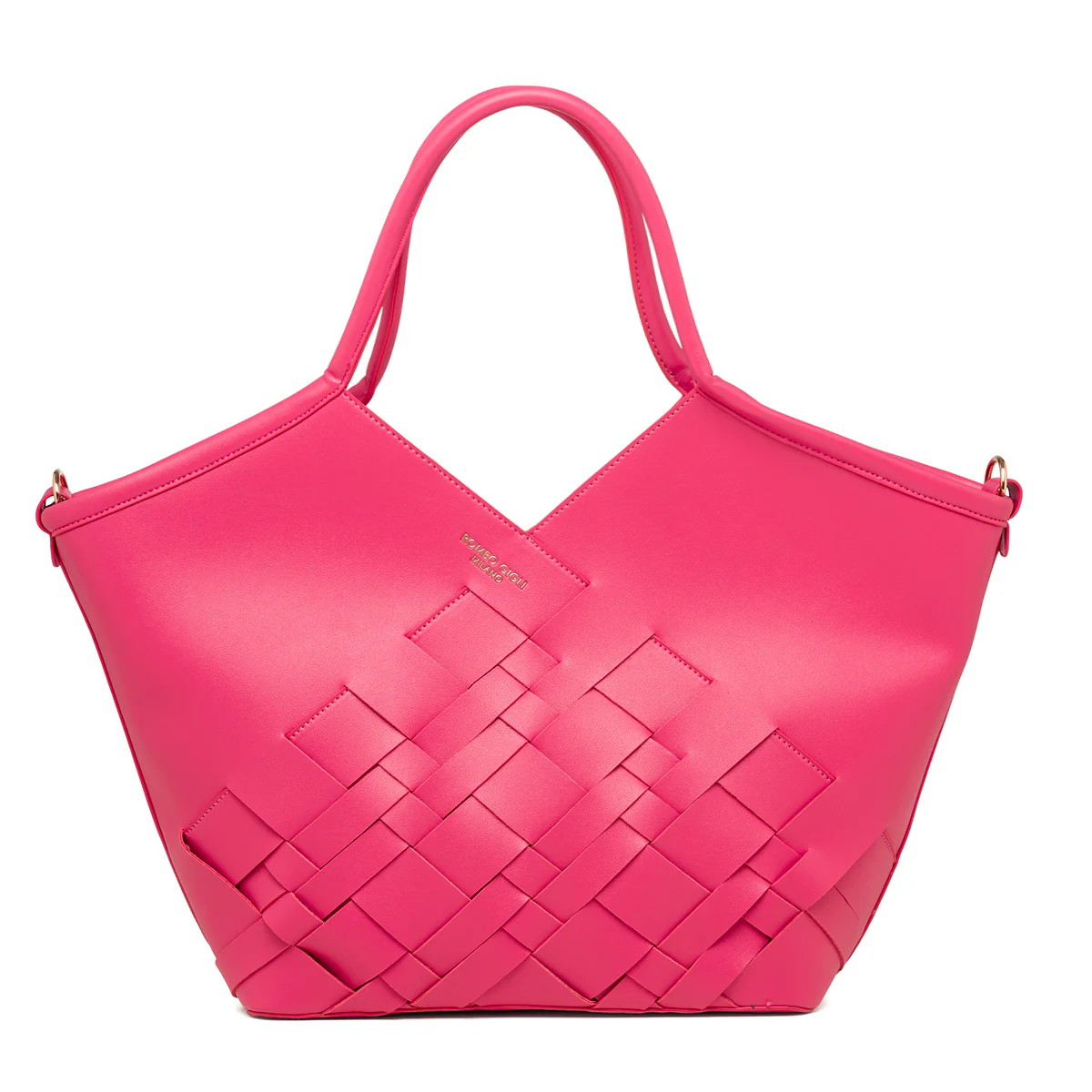Borsa a spalla fucsia da donna con intrecci Romeo Gigli Milano Debra