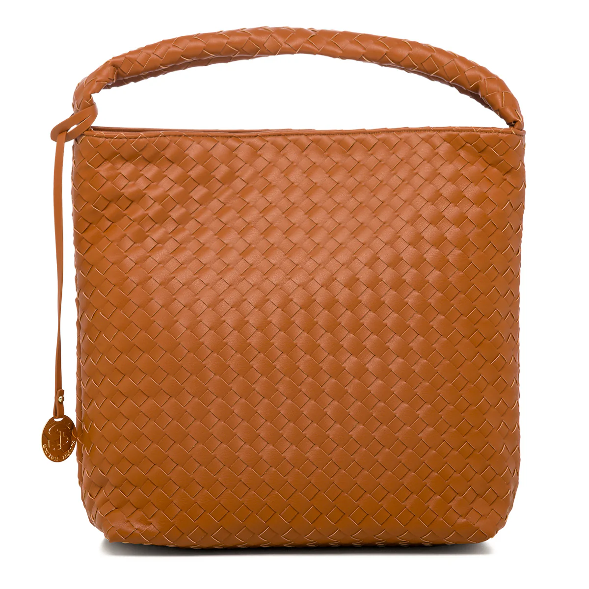 Borsa a spalla marrone cuoio da donna effetto intrecciato Swish Jeans Cica