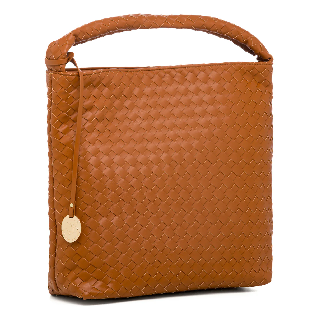 Borsa a spalla marrone cuoio da donna effetto intrecciato Swish Jeans Cica - Image 2