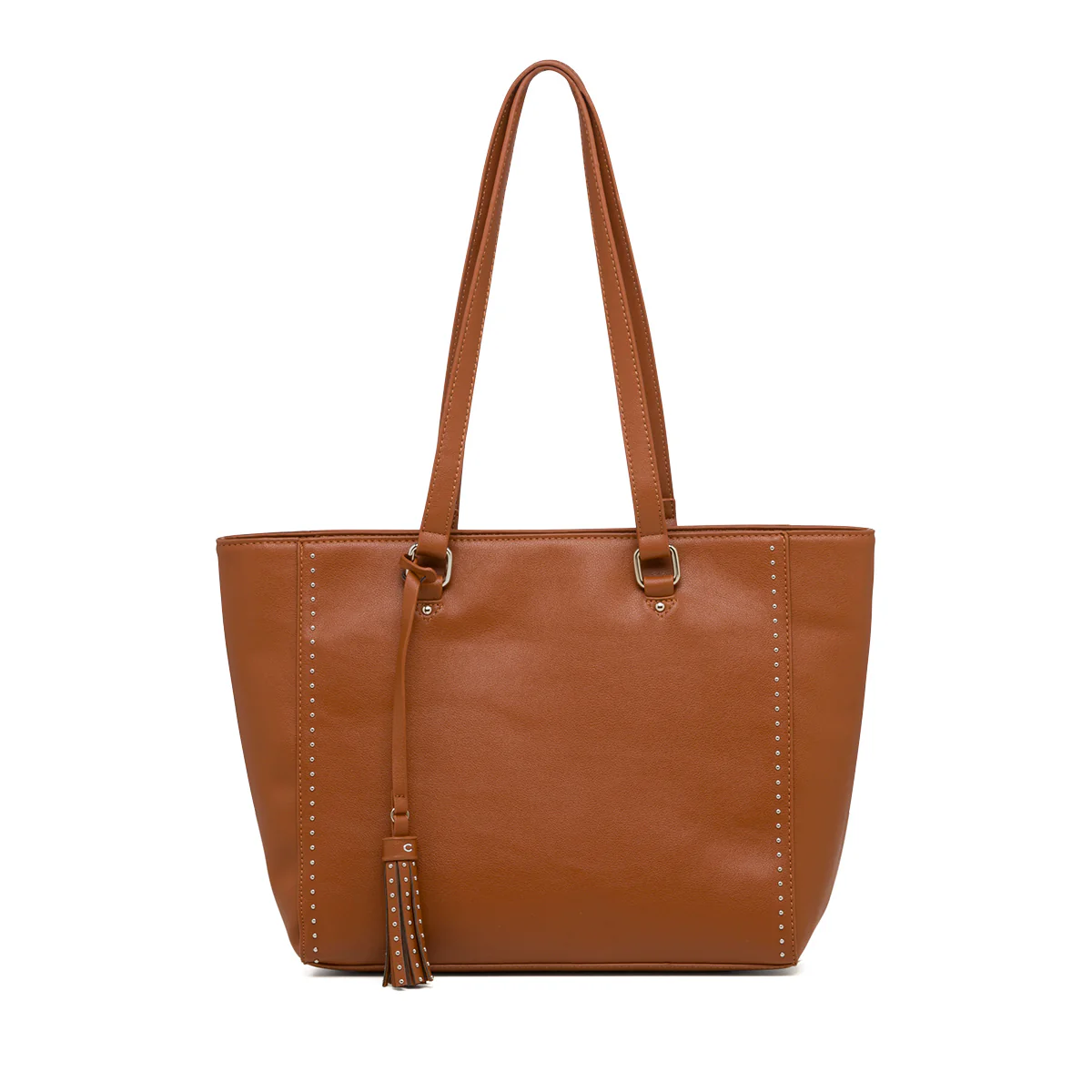 Borsa a spalla marrone da donna con borchiette Carriera Allie