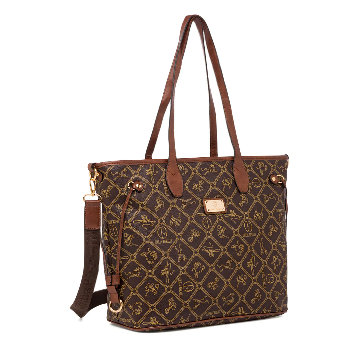 Borsa a spalla marrone da Donna con logo All Over Giulia Pieralli - Image 2
