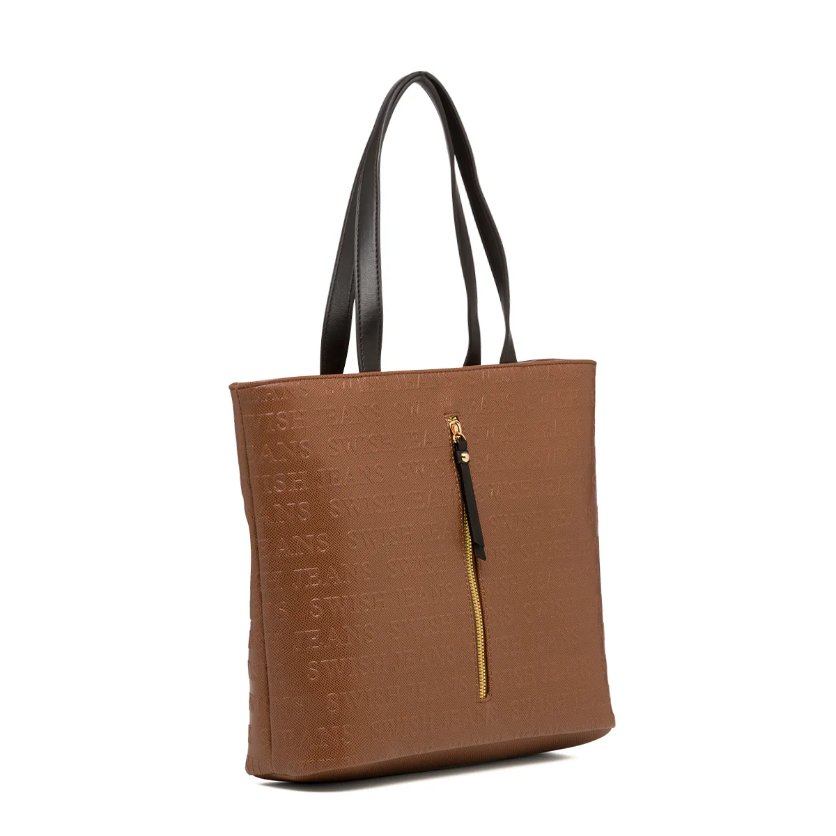 Borsa a spalla marrone da donna con zip verticale e monogramma Swish Jeans - Image 2