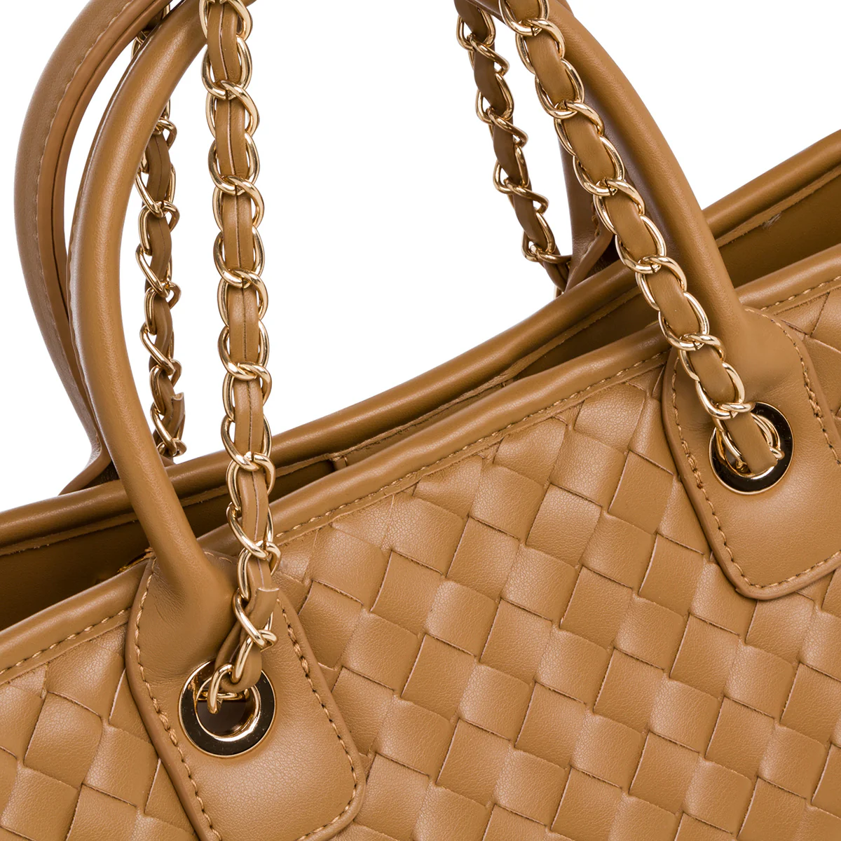 Borsa a spalla marrone da donna effetto intrecciato Lora Ferres - Image 3
