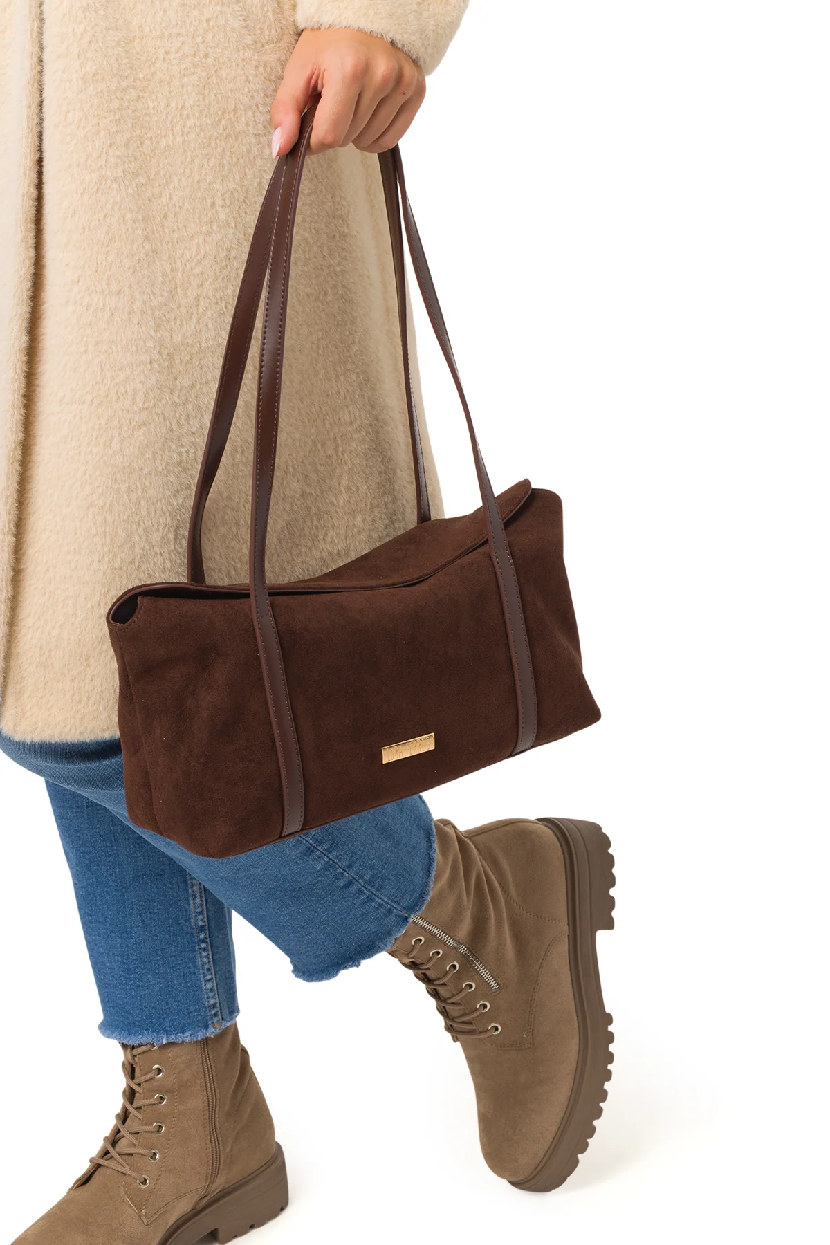Borsa a spalla marrone da Donna in camoscio Lora Ferres