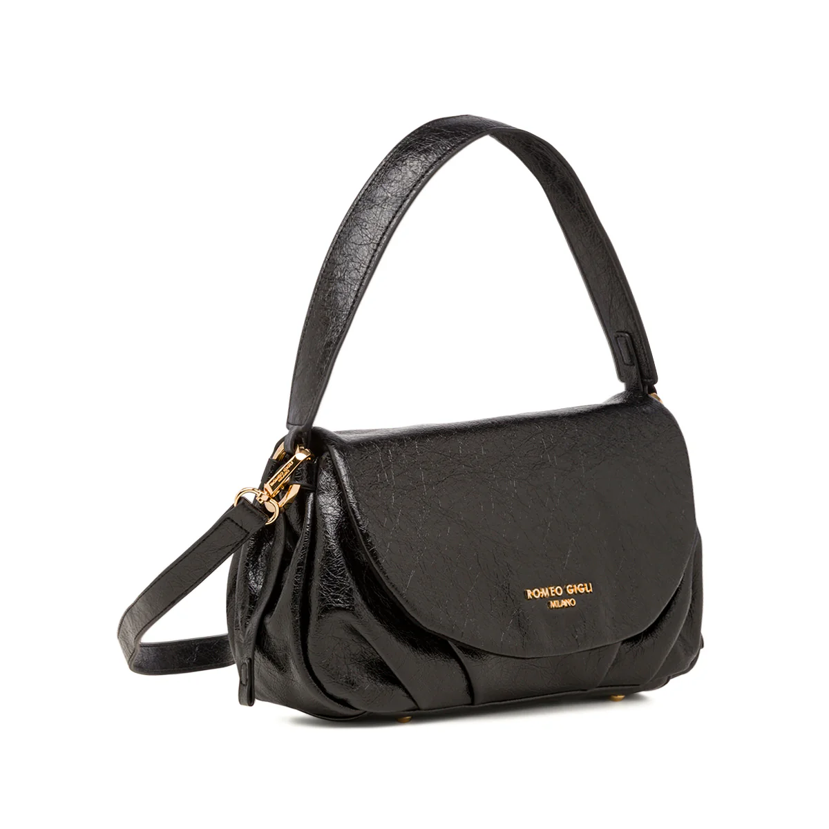 Borsa a spalla nera a donna con logo Romeo Gigli Milano - Image 2