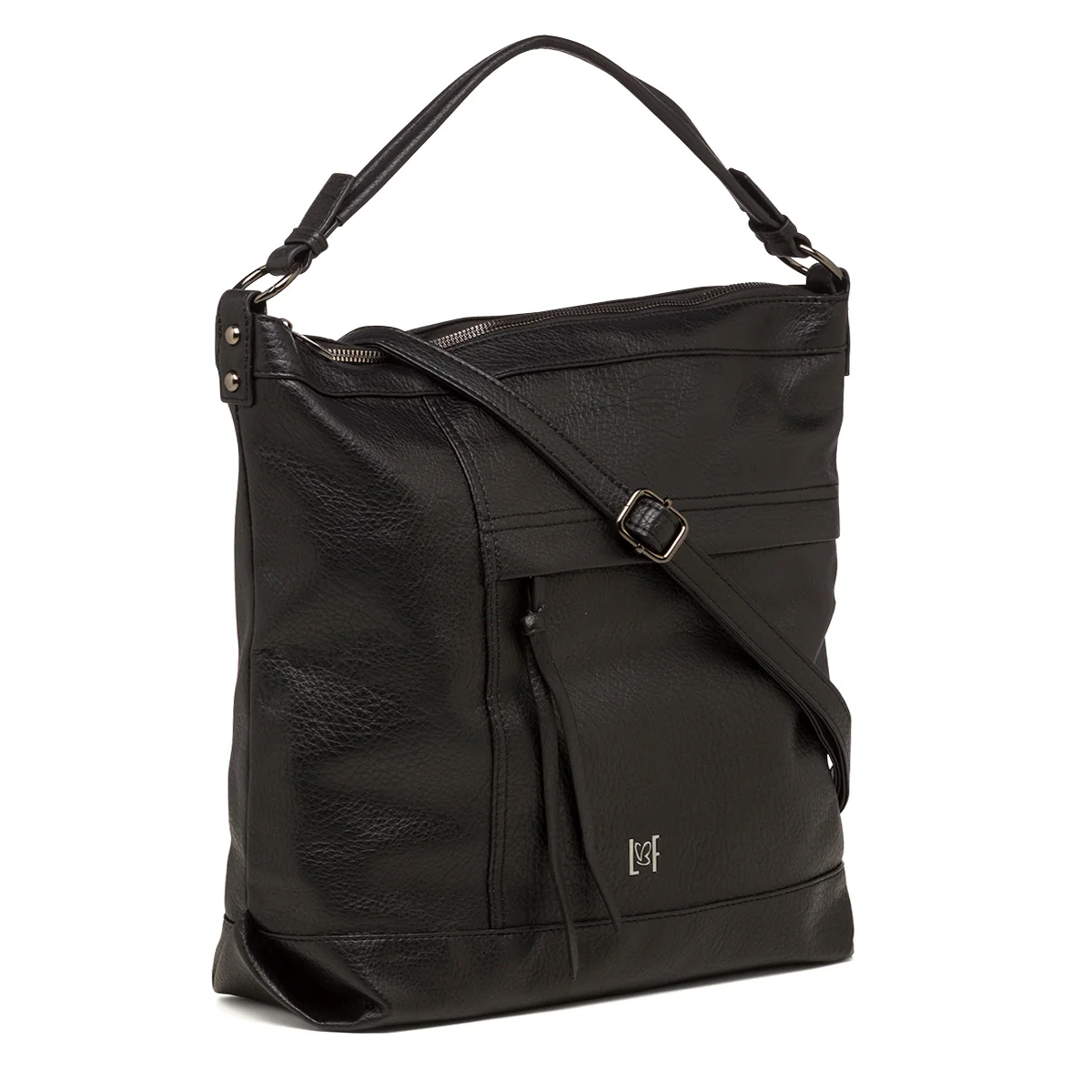 Borsa a spalla nera da donna con chiusura a zip Lora Ferres - Image 2