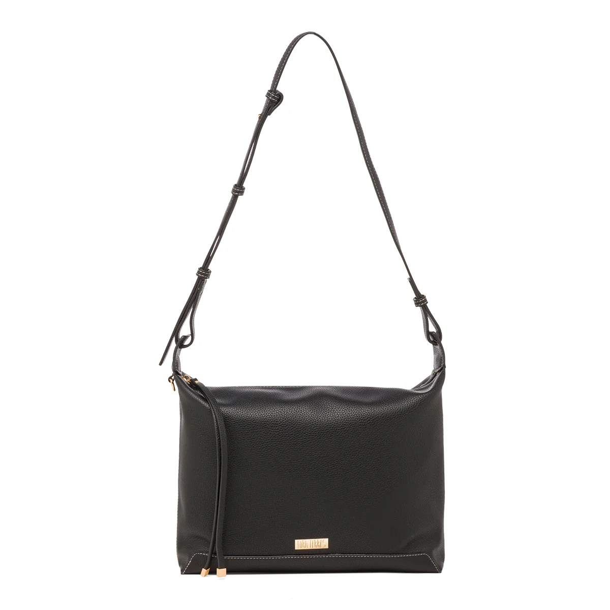 Borsa a spalla nera da Donna con cuciture a vista Lora Ferres