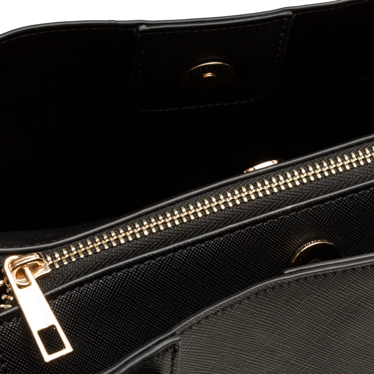 Borsa a spalla nera da Donna con inserti e logo dorati Lora Ferres - Image 5