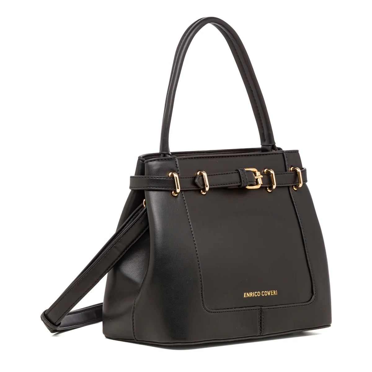 Borsa a spalla nera da donna con logo Enrico Coveri - Image 3