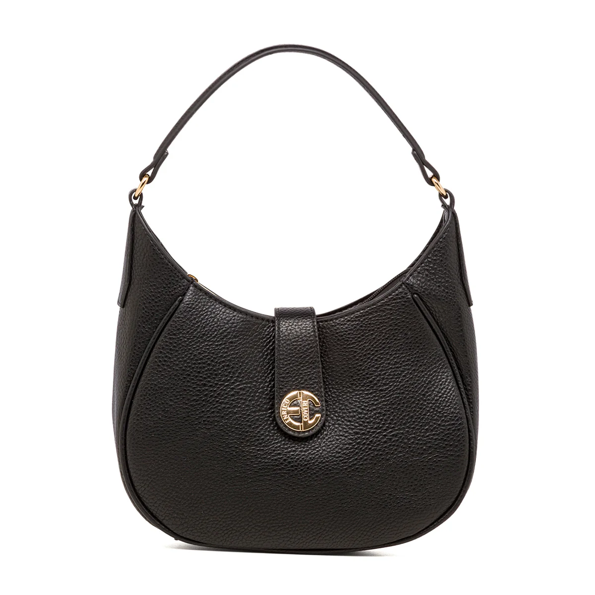 Borsa a spalla nera da donna con logo Enrico Coveri