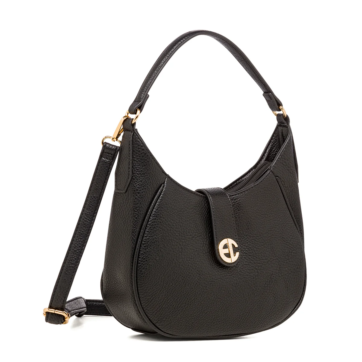 Borsa a spalla nera da donna con logo Enrico Coveri - Image 3