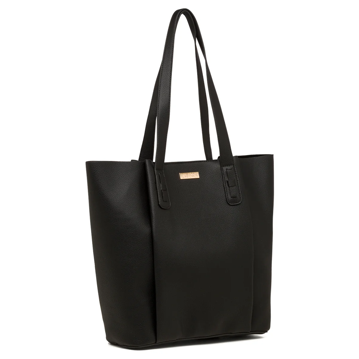 Borsa a spalla nera da donna con logo frontale Lora Ferres - Image 2
