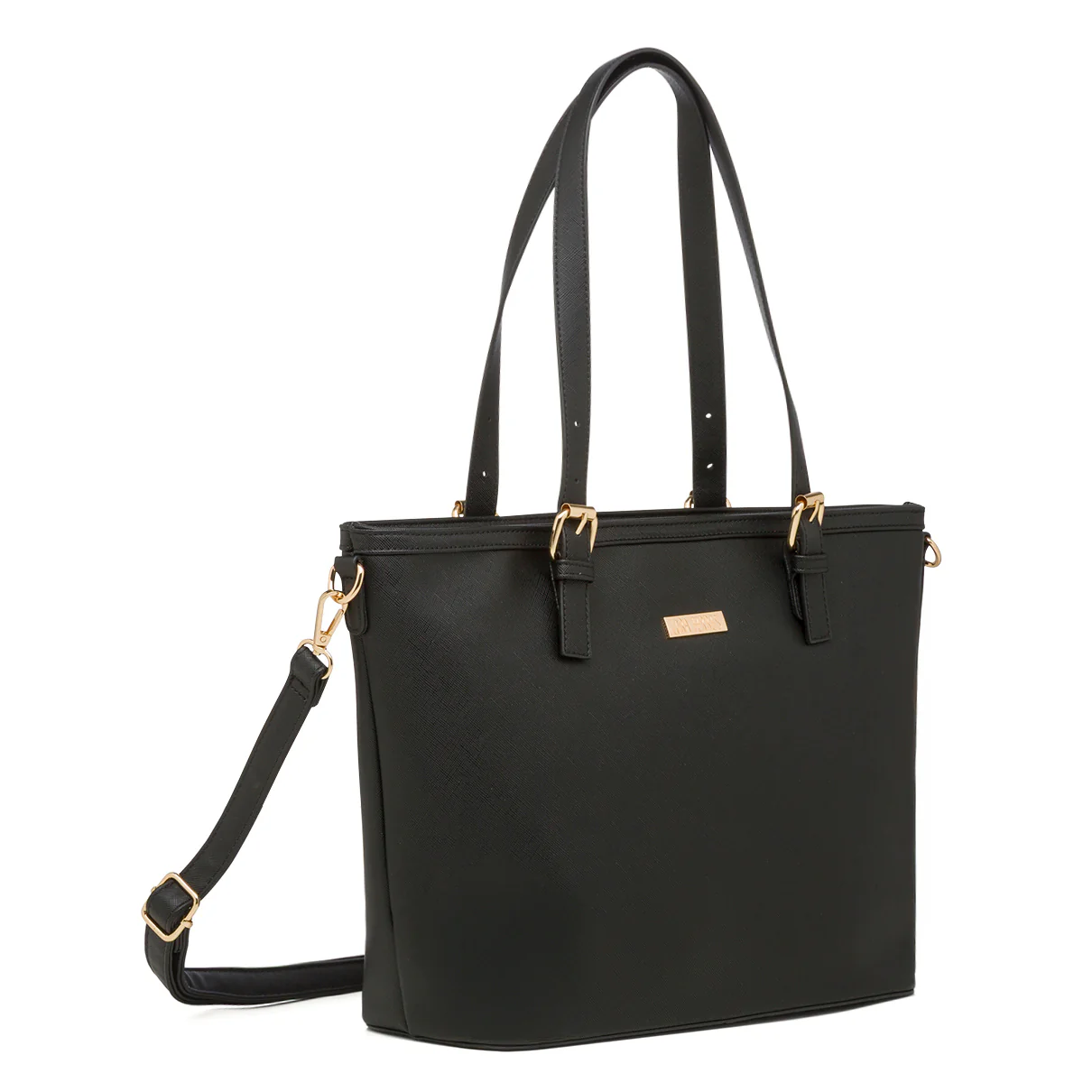 Borsa a spalla nera da Donna con logo in metallo Lora Ferres - Image 2