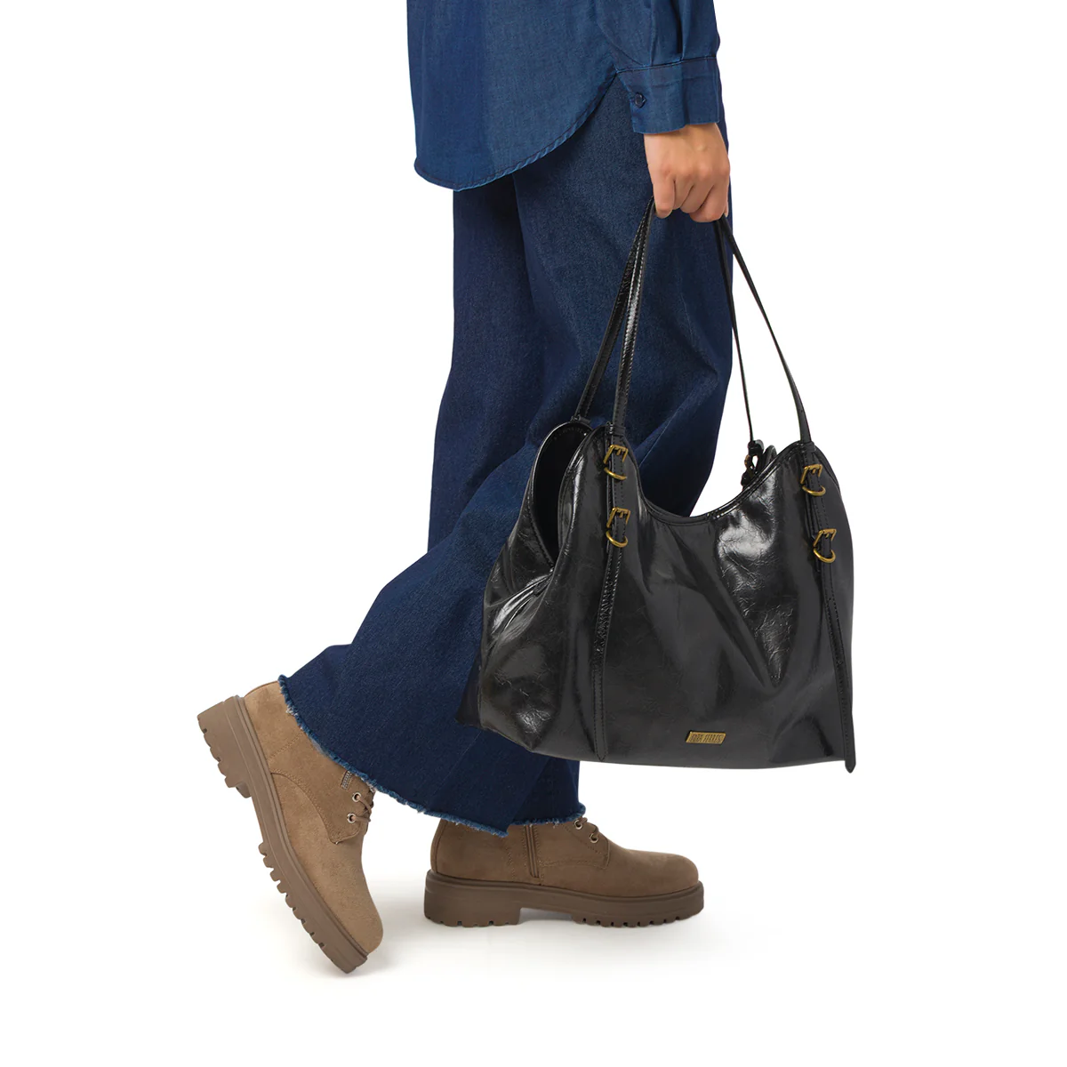Borsa a spalla nera da Donna con logo Lora Ferres - Image 2