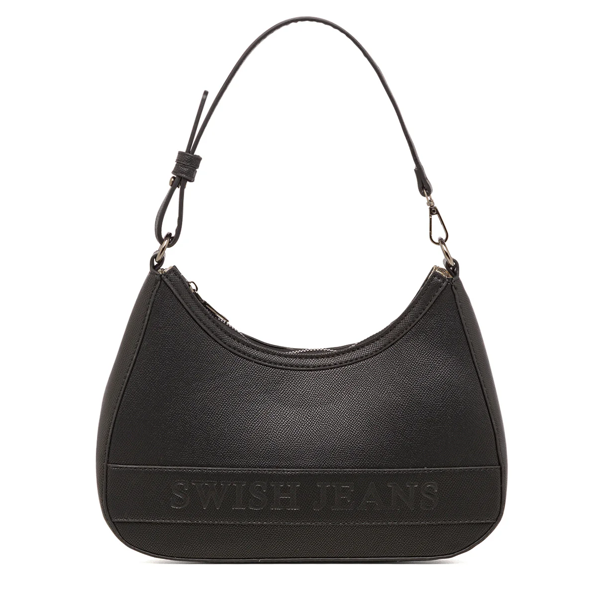 Borsa a spalla nera da donna con logo Swish Jeans