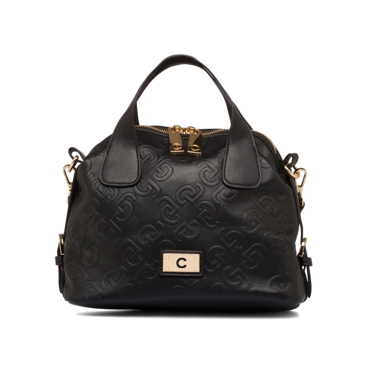 Borsa a spalla nera da donna con monogramma Carrera Ilary