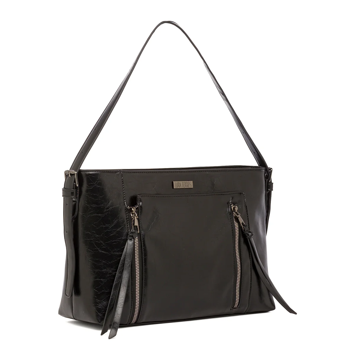 Borsa a spalla nera da Donna con zip Lora Ferres - Image 2