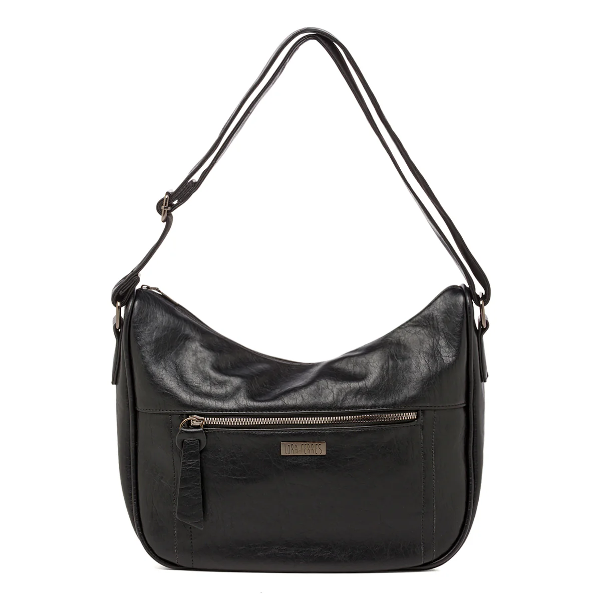 Borsa a Spalla nera da Donna Lora con tasca frontale Ferres