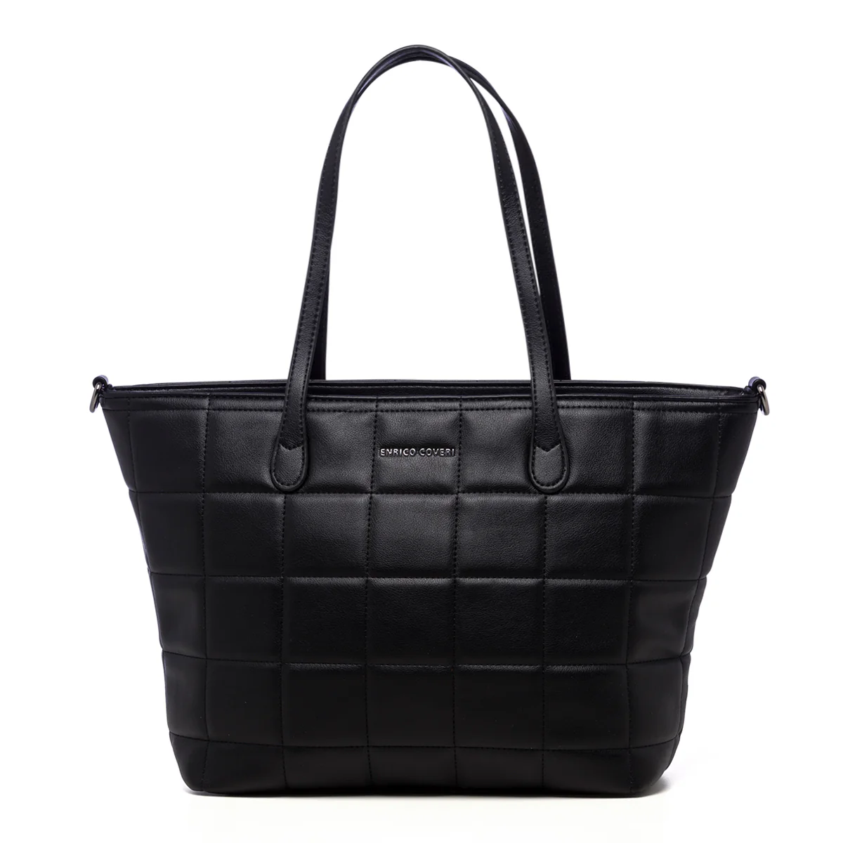 Borsa a spalla nera trapuntata da donna Enrico Coveri