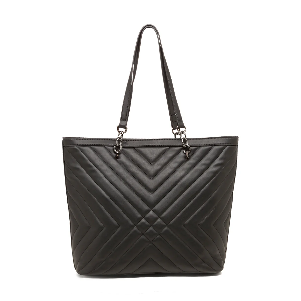 Borsa a spalla nera trapuntata da donna Lora Ferres