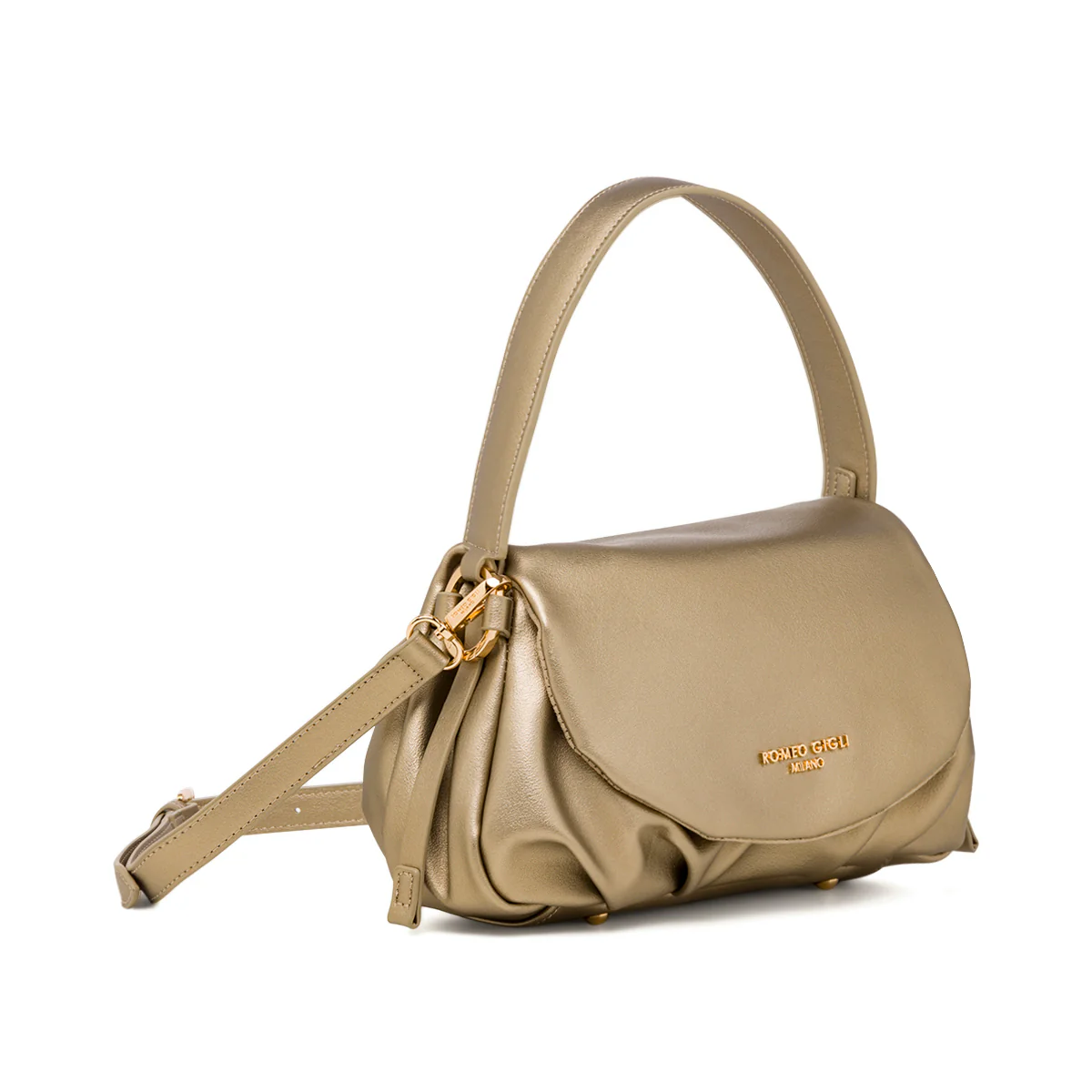 Borsa a spalla oro da donna con logo Romeo Gigli Milano - Image 2