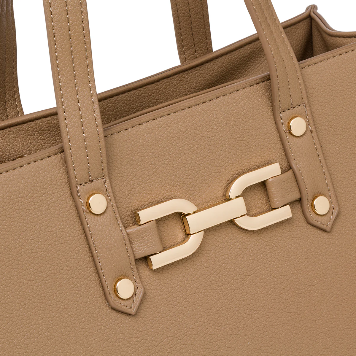 Borsa a spalla taupe da donna con morsetto Lora Ferres - Image 3