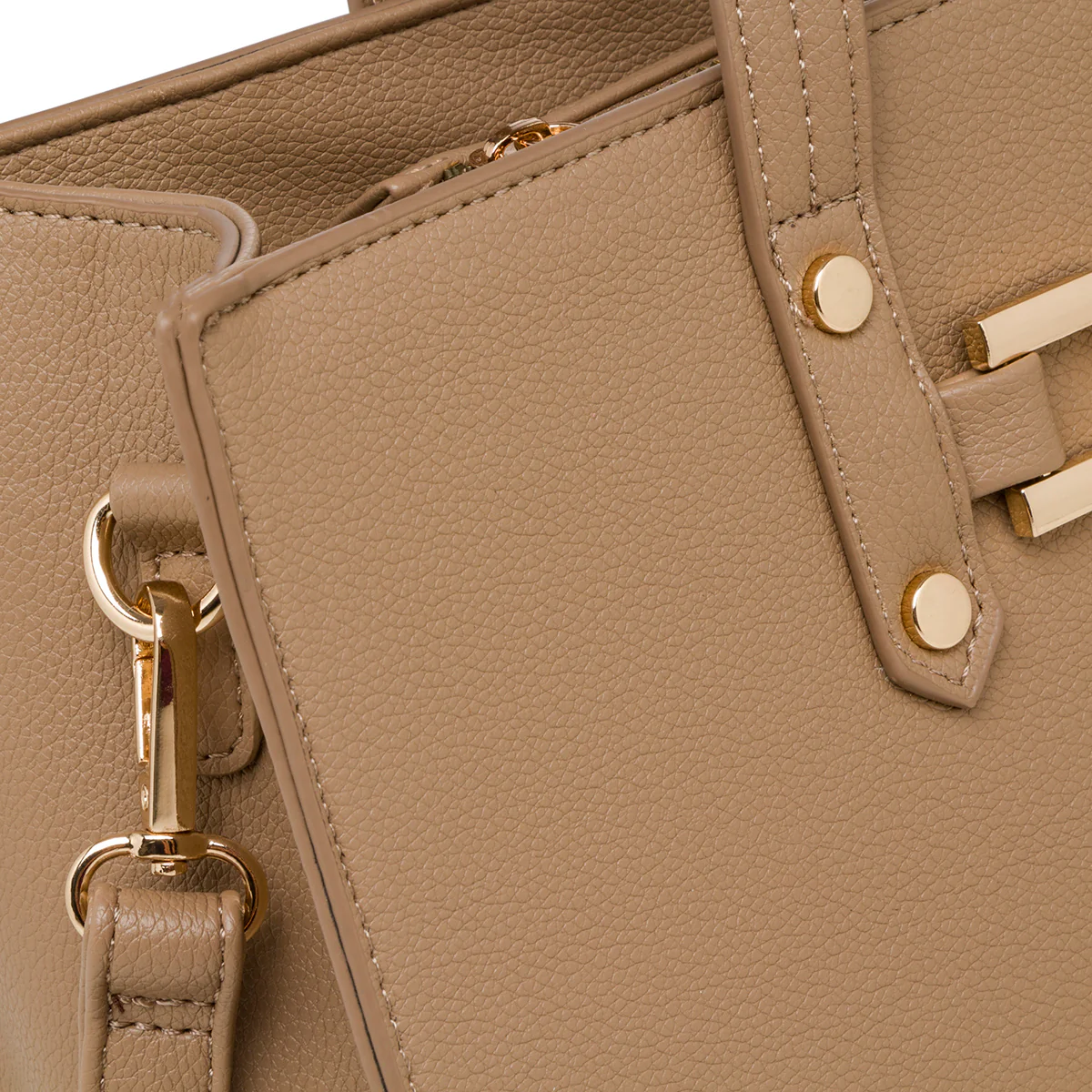 Borsa a spalla taupe da donna con morsetto Lora Ferres - Image 4