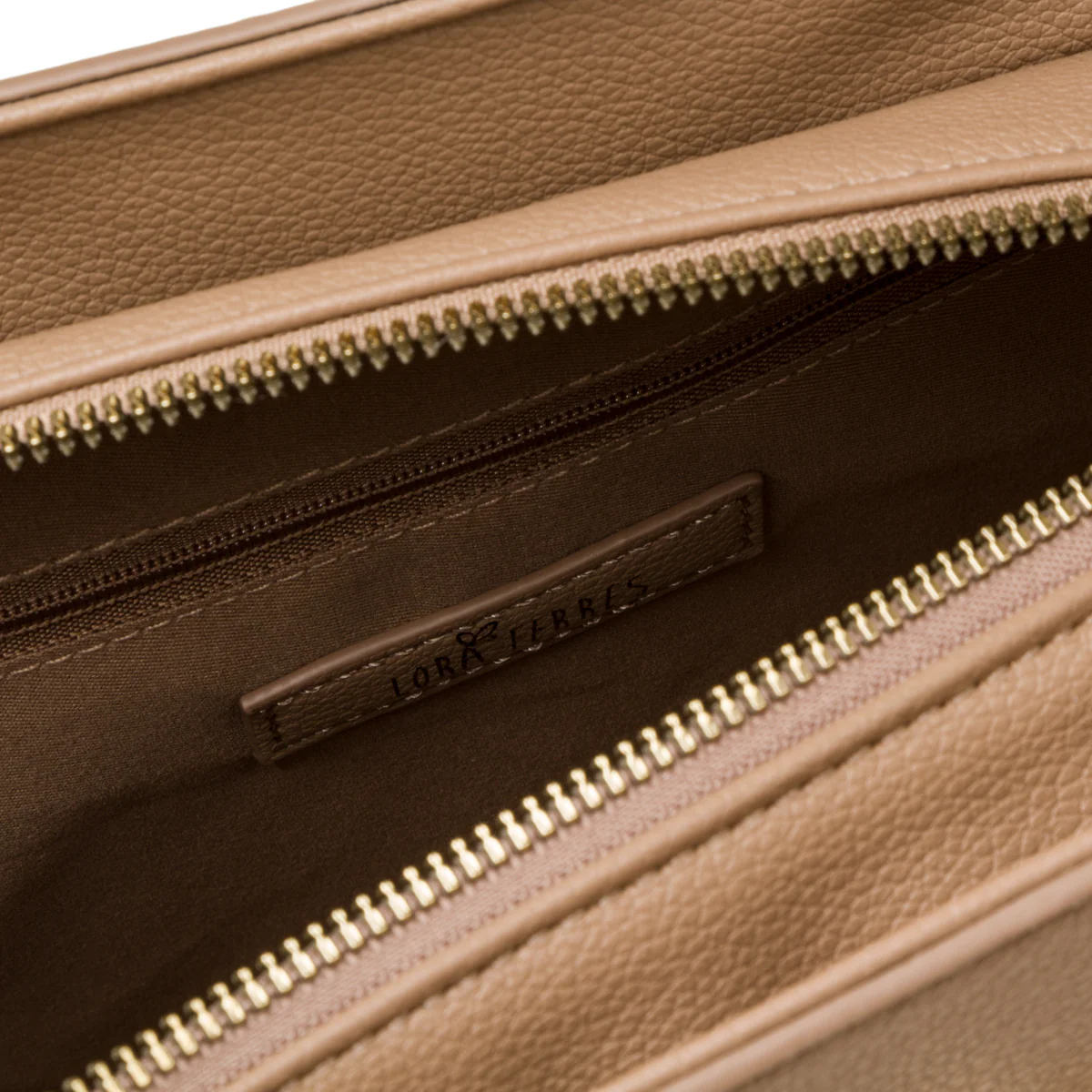 Borsa a spalla taupe da donna con morsetto Lora Ferres - Image 5