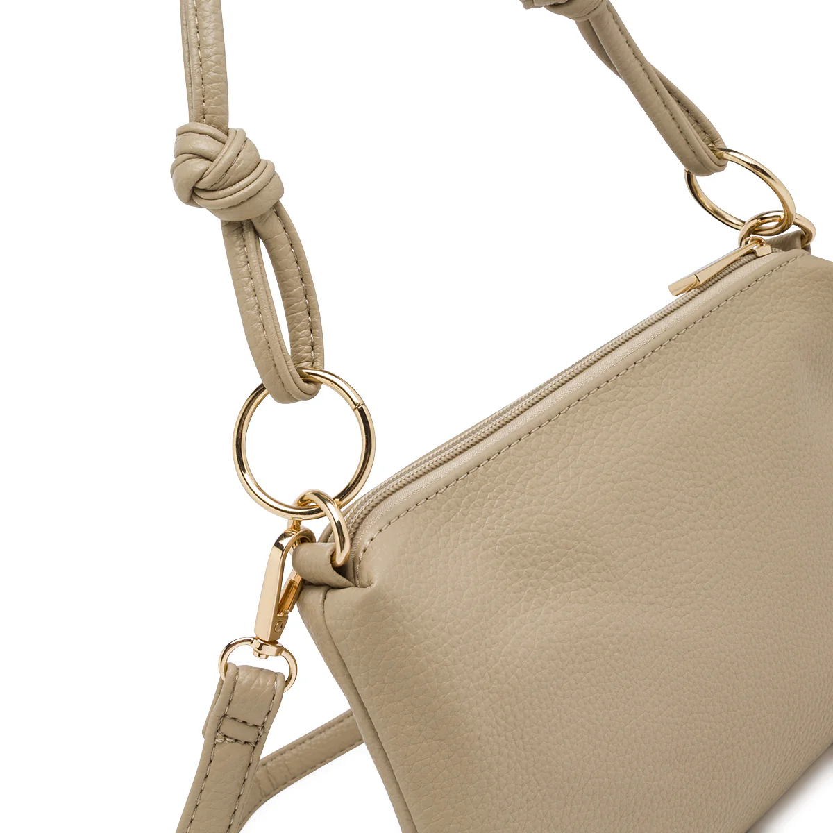 Borsa a spalla taupe da Donna con rifiniture dorate Lora Ferres - Image 4
