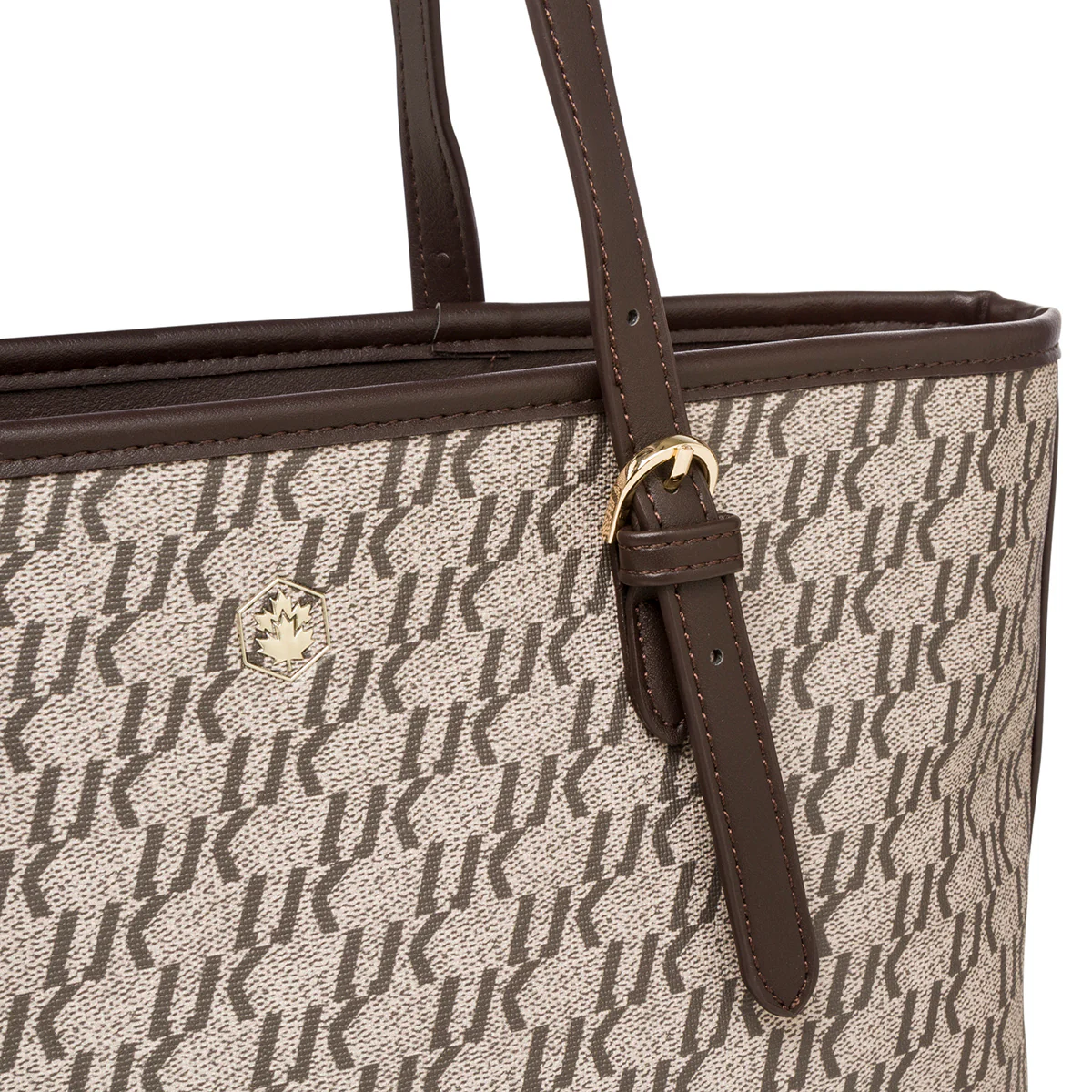 Borsa a spalla taupe da donna con stampa monogramma Lumberjack Jamie - Image 3
