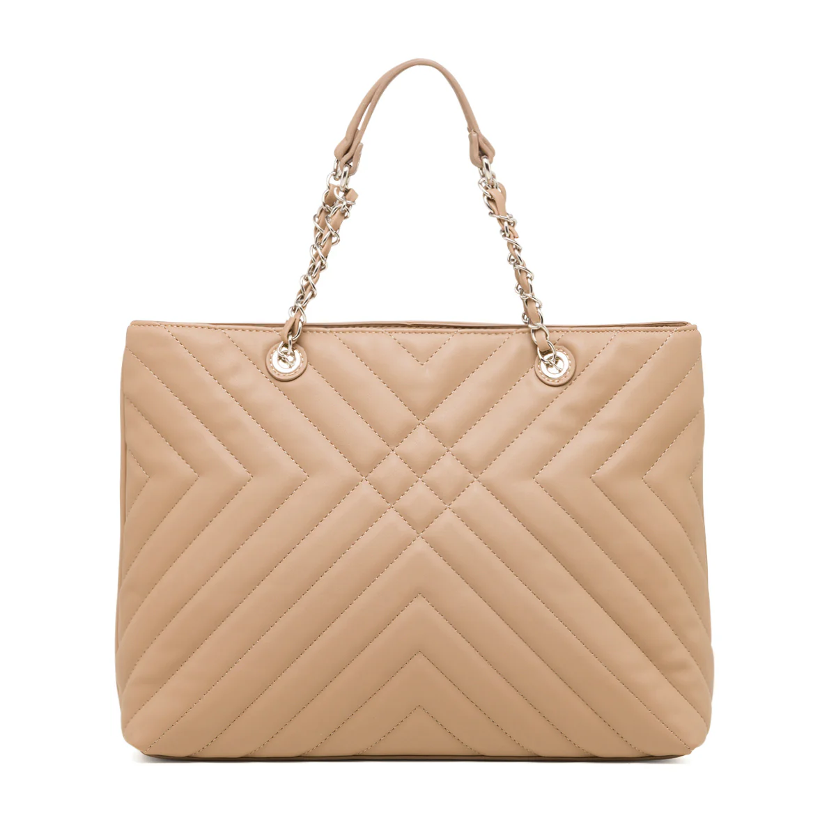 Borsa a spalla taupe trapuntata da donna Lora Ferres