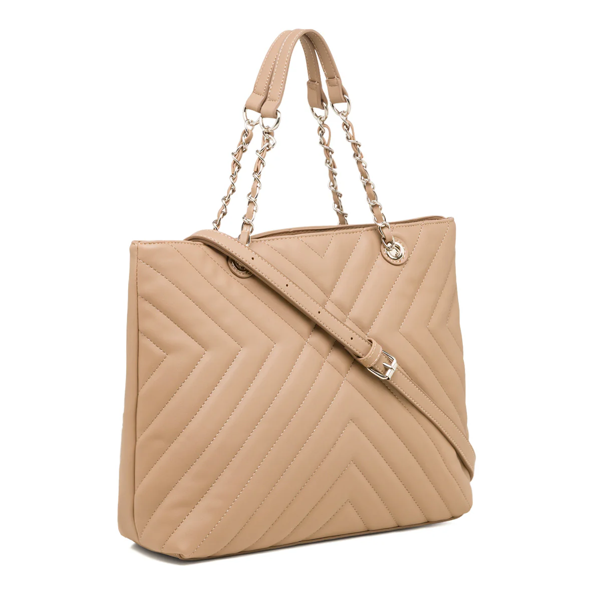 Borsa a spalla taupe trapuntata da donna Lora Ferres - Image 2