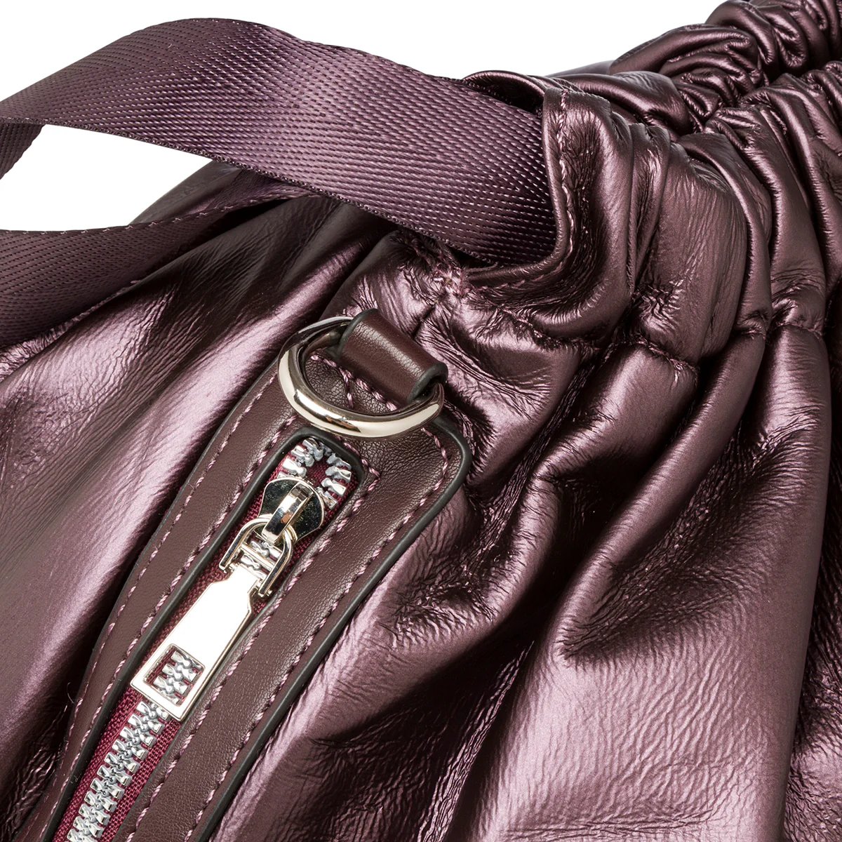 Borsa a spalla viola da donna con tasca frontale e logo argento Swish Jeans - Image 4