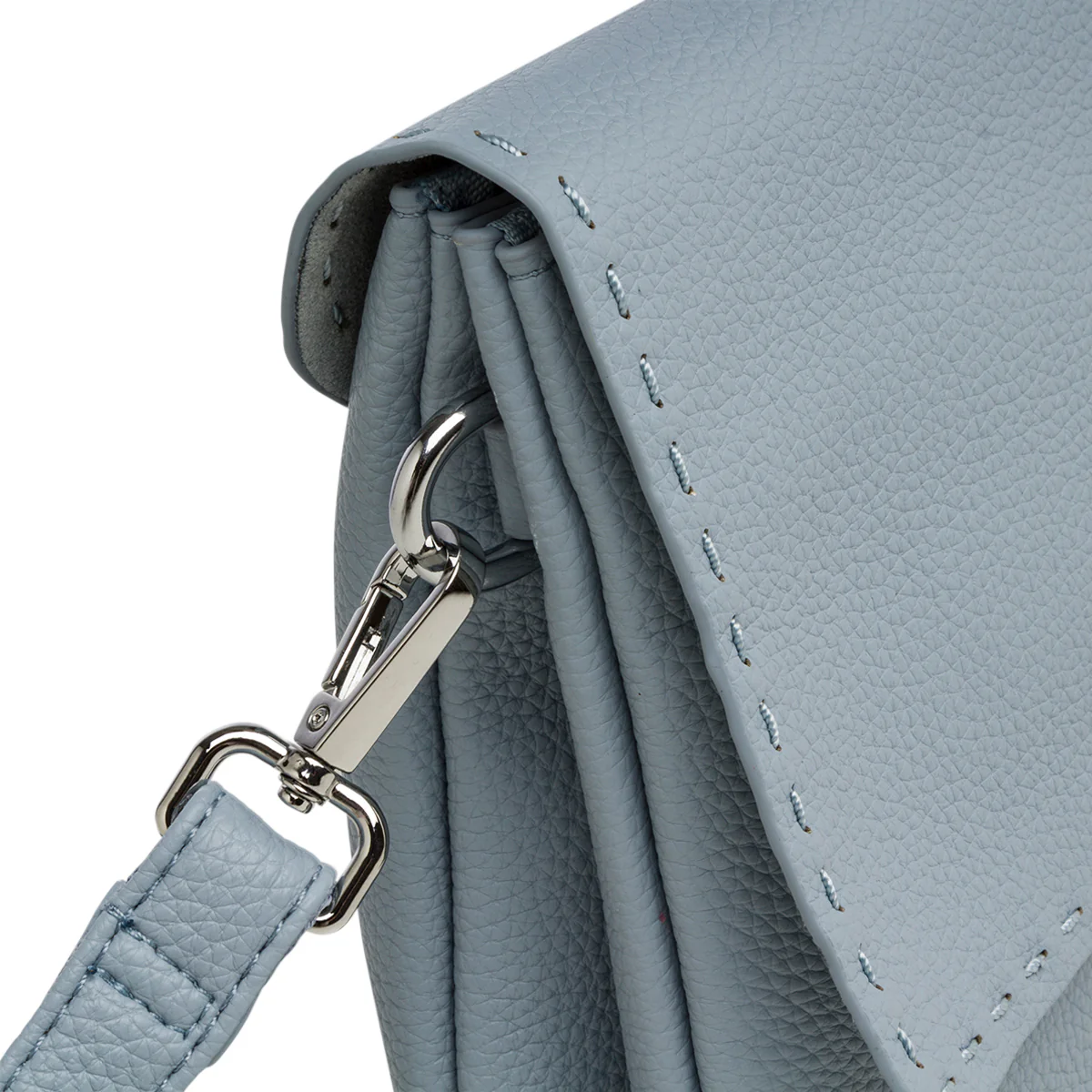 Borsa a tracolla azzurro da donna con cuciture a vista Lora Ferres - Image 3