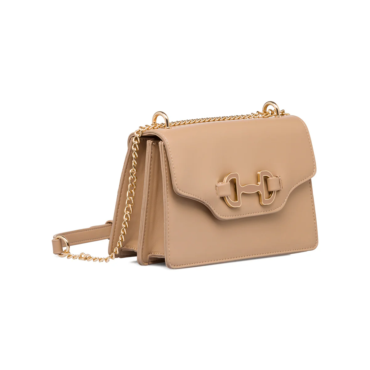 Borsa a tracolla beige da donna con morsetto Lora Ferres - Image 2