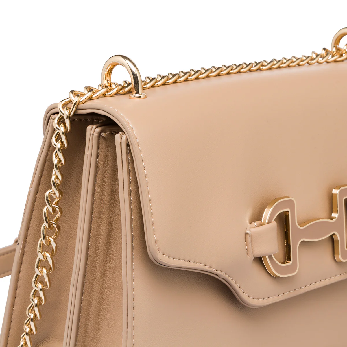 Borsa a tracolla beige da donna con morsetto Lora Ferres - Image 4