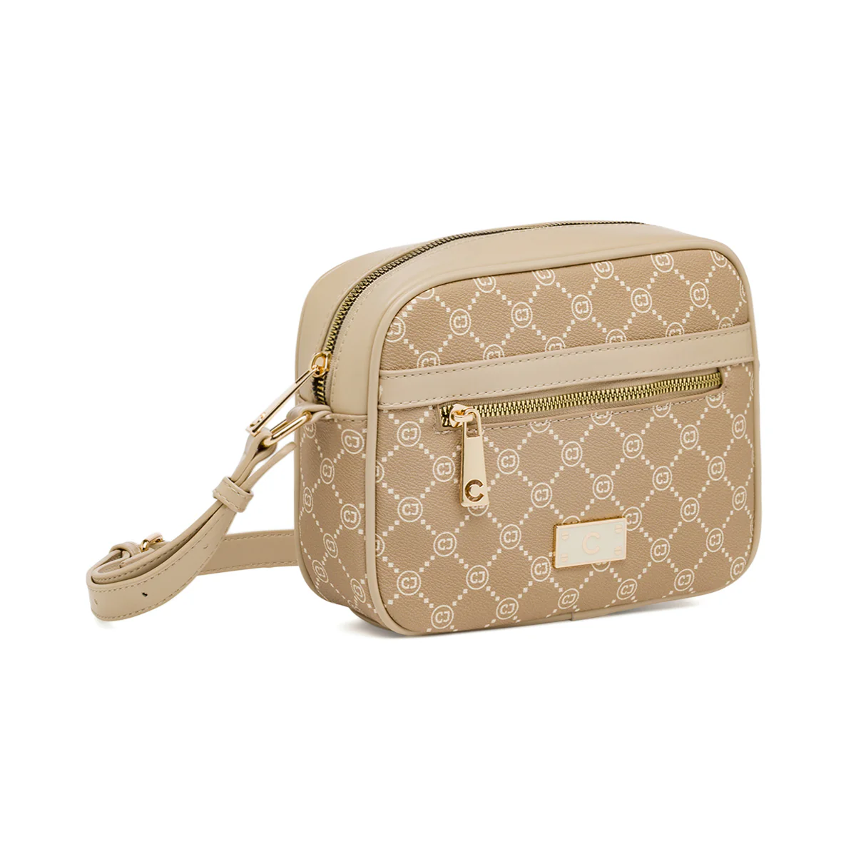 Borsa a tracolla beige da Donna con stampa monogram Carrera Jeans
