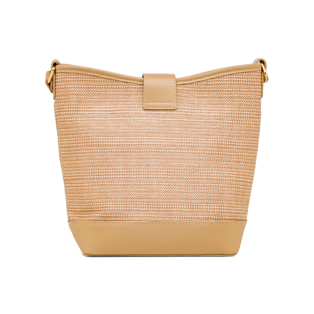Borsa a tracolla beige da Donna effetto rafia con logo Lora Ferres - Image 2