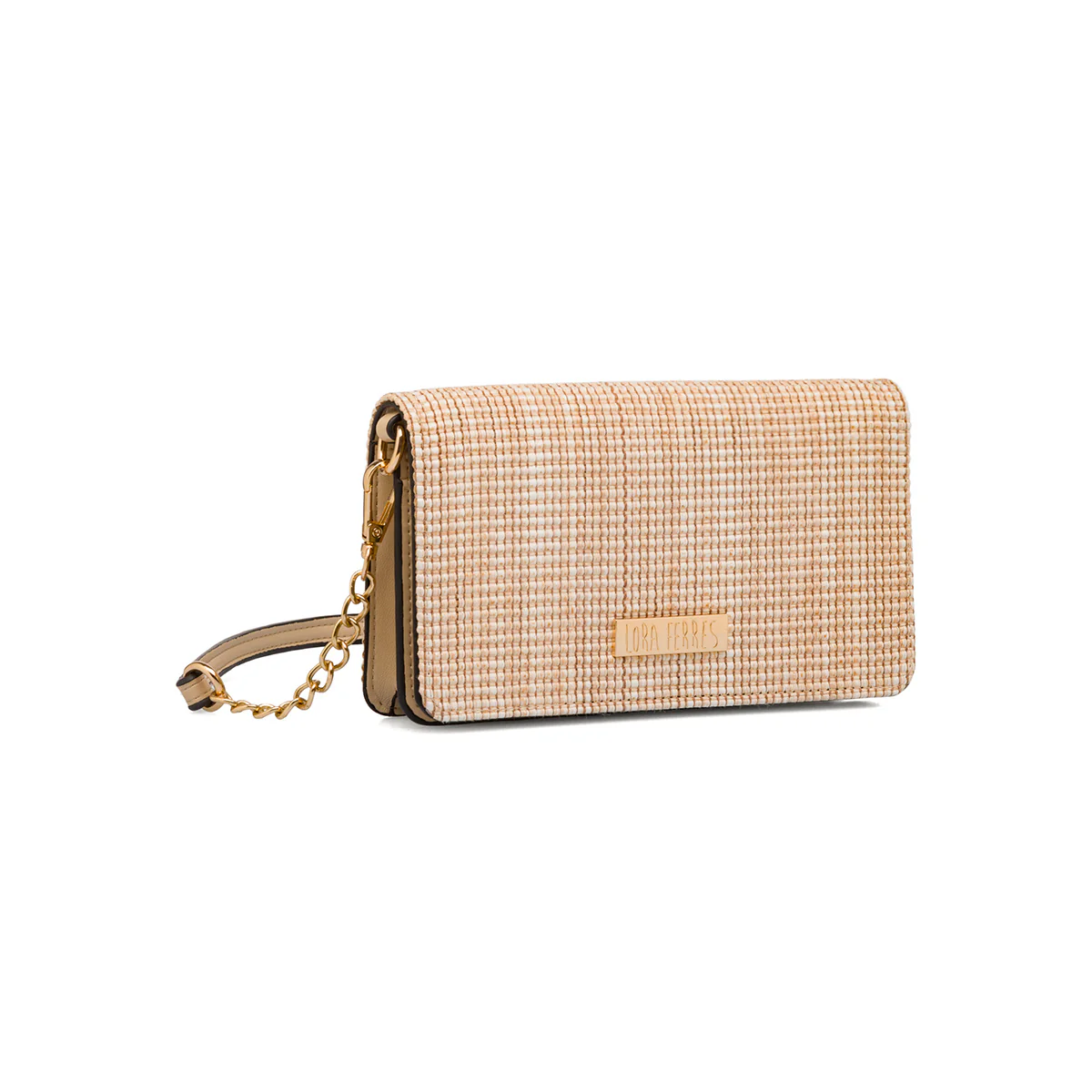 Borsa a tracolla beige da Donna in tessuto intrecciato effetto rafia Lora Ferres - Image 3